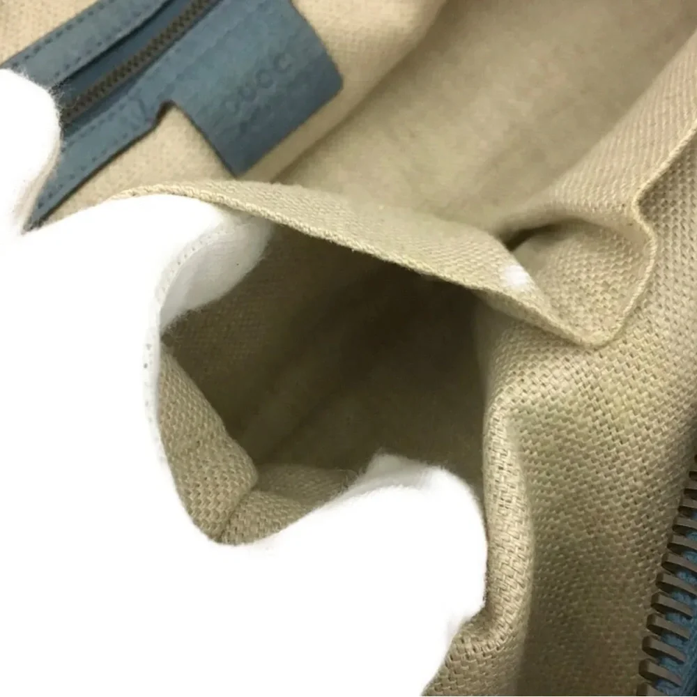 Authentic GUCCI Blue/Green Nubuck Leather Tote Satchel Bag - Picture 10 of 11